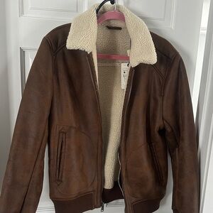 Lucky Brand Brown Shearling Bomber Jacket
